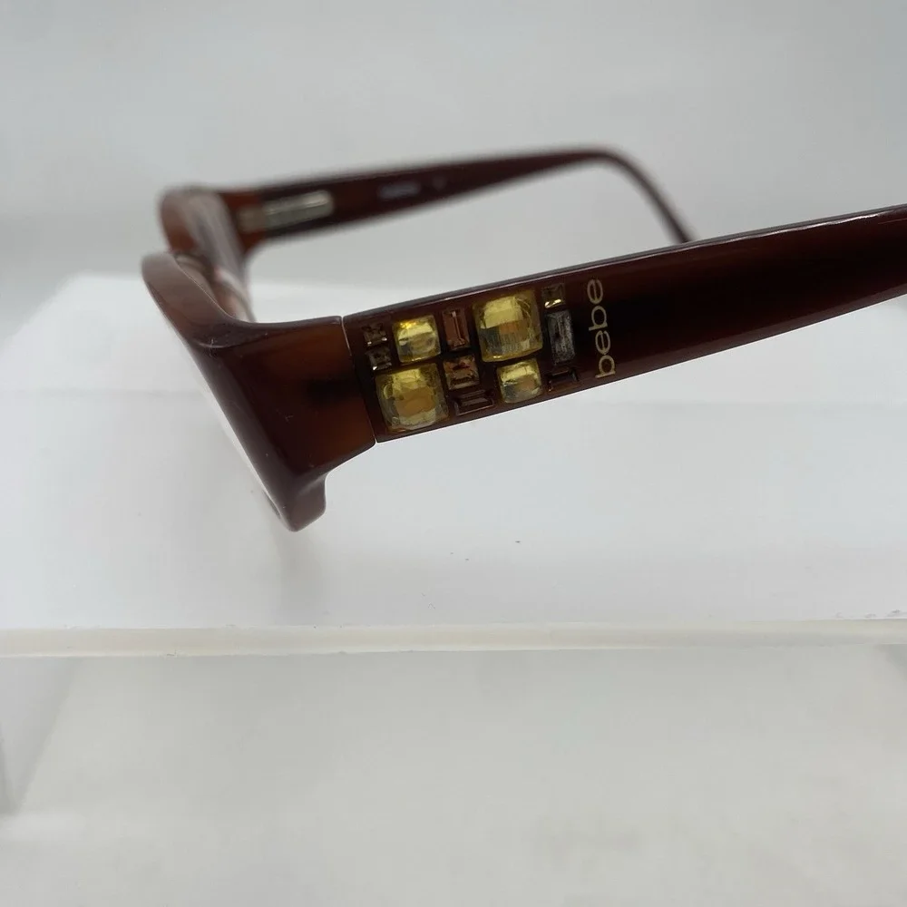 Bebe Eyeglasses Women FRAME ONLY Bejeweled 135 Smoked Topaz 728